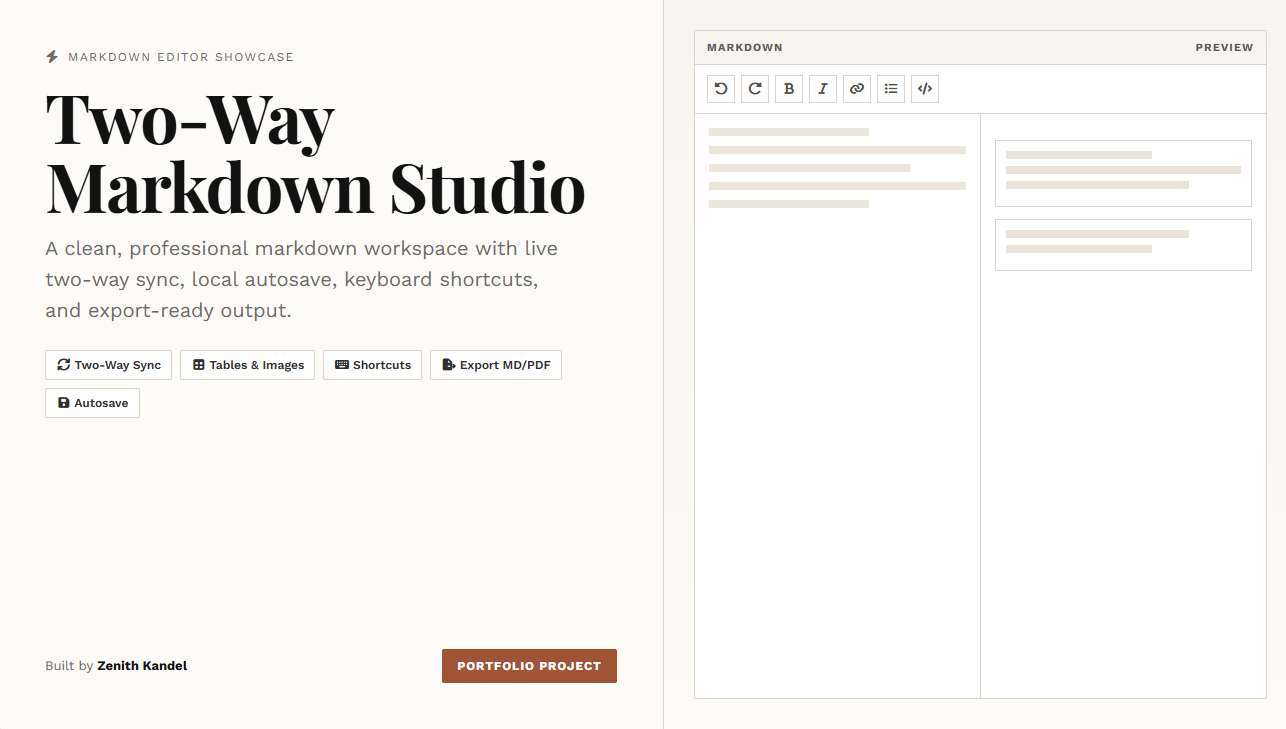 Two Way Markdown Editor
